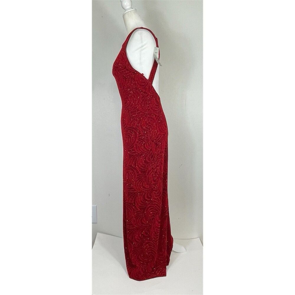 Vintage y2k 90s Cache Prom Formal Dress Glitter Maxi Fitted M Red Whimsical USA - Picture 3 of 16